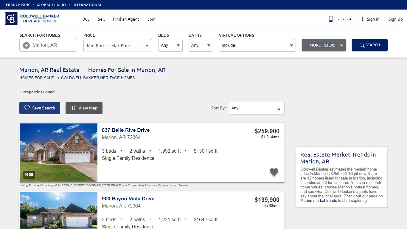 Local Real Estate: Homes for Sale — Marion, AR — Coldwell Banker